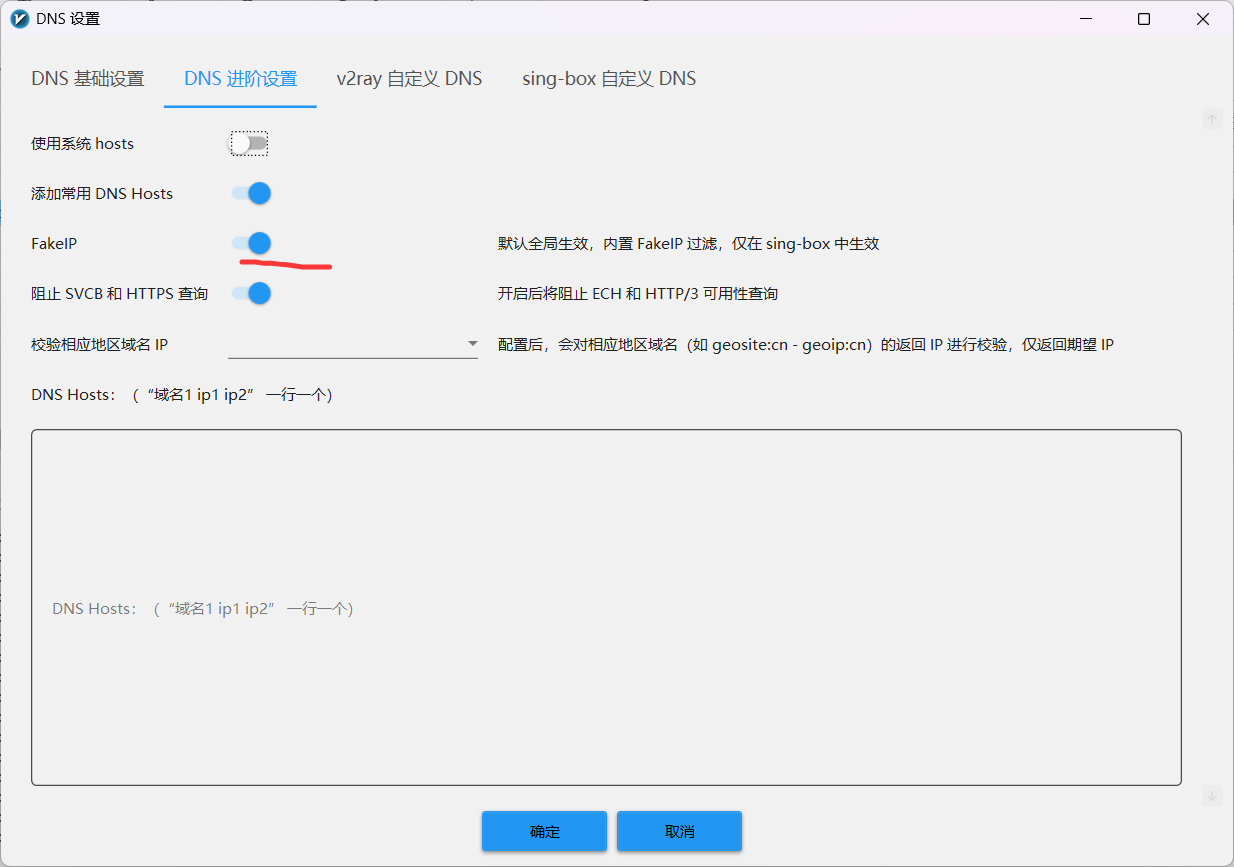 v2rayN DNS 设置